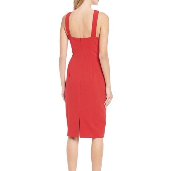 Adrianna Papell Womens Cocktail Dress Beaded Halter Knee Length Lined 4 Red New - Picture 2 of 11